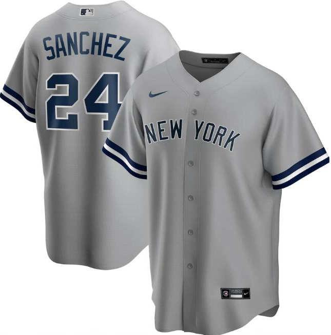 Men's New York Yankees #24 Gary Sánchez Grey Cool Base Stitched Jersey